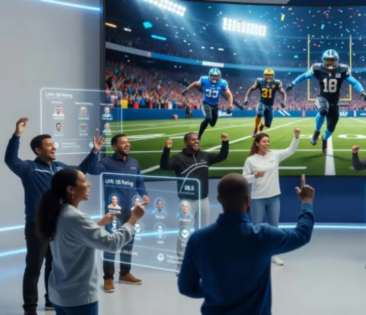 Panel fantasy sport Veelkoria z drużyną i statystykami
